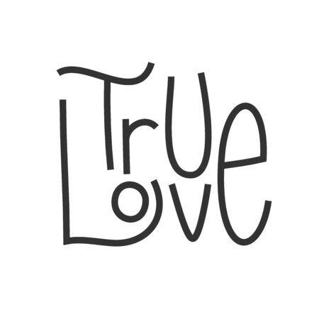 True love. Sticker for social media content. Vector hand drawn illustration design.のイラスト素材