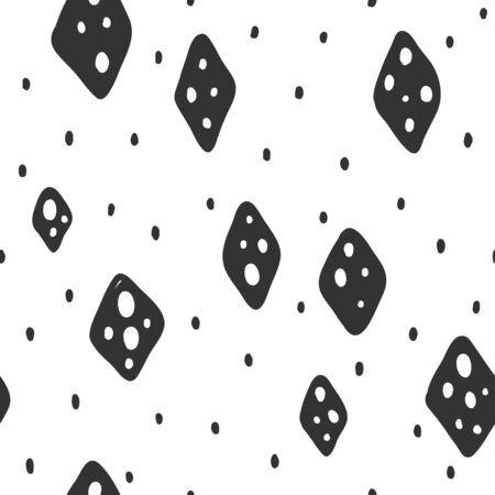 Vector seamless monochrome pattern. Vector hand drawn scandinavian style illustration design.のイラスト素材