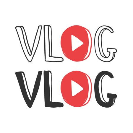 Vlog. Sticker for social media content. Vector hand drawn illustration design.のイラスト素材