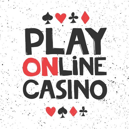 Play online casino. Sticker for social media content. Vector hand drawn illustration design.のイラスト素材