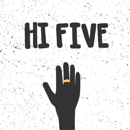Hi five. Sticker for social media content. Vector hand drawn illustration design.のイラスト素材