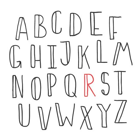 Hand drawn bubble font for social media content. Vector hand drawn illustration design.のイラスト素材