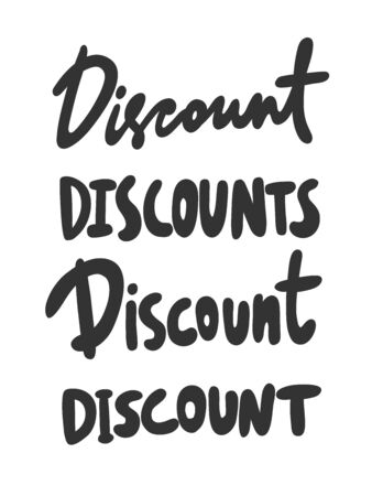Discount. Vector hand drawn illustration with cartoon lettering.のイラスト素材