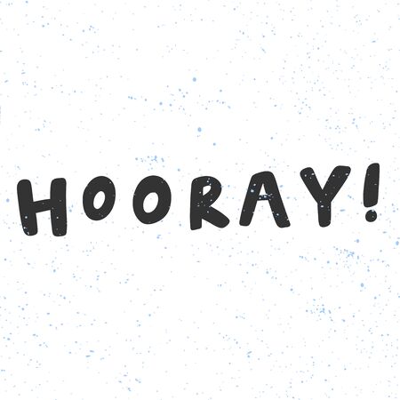 Hooray. Merry Christmas and Happy New Year. Season Winter Vector hand drawn illustration sticker with cartoon lettering.のイラスト素材