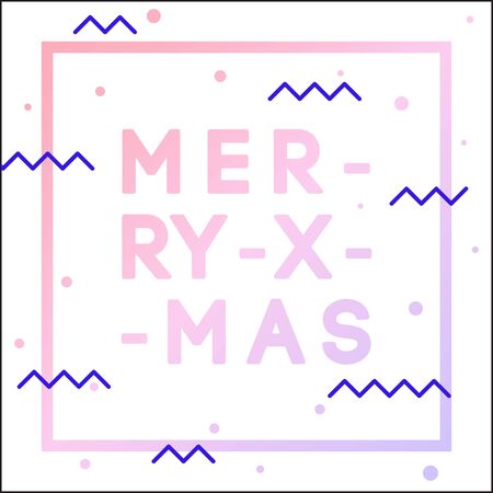 Merry Xmas greeting card. Vector hand drawn illustration with cartoon lettering.のイラスト素材