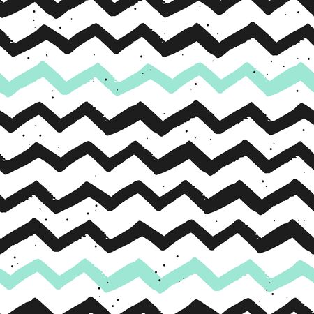 Vector seamless pattern with geometric brush strokes elements. Memphis geometric outline trendy modern style.のイラスト素材