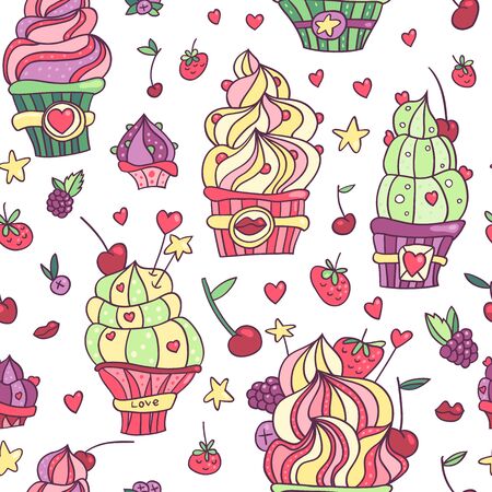 Vector seamless pattern with geometric brush strokes elements. Memphis geometric outline trendy modern style.のイラスト素材