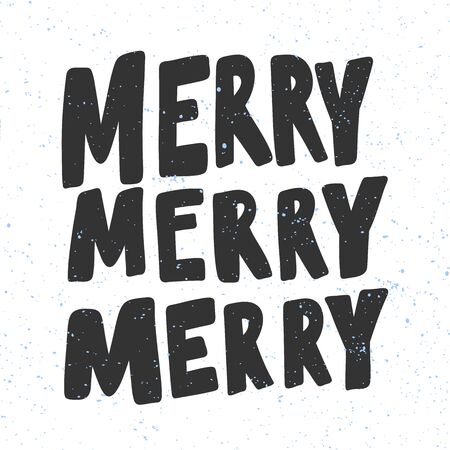 Merry. Christmas and happy New Year vector hand drawn illustration banner with cartoon comic lettering.のイラスト素材