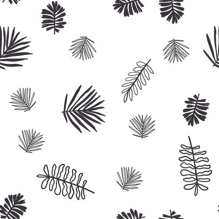 Nature elements seamless. Vector abstract graphic design. Seamless vector floral pattern. White abstract texture. Hand drawn sketch. Doodle set element.のイラスト素材