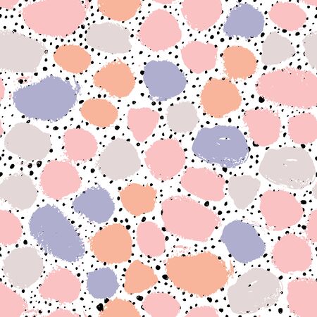 Vector seamless pattern with geometric brush strokes elements. Memphis geometric outline trendy modern style.のイラスト素材