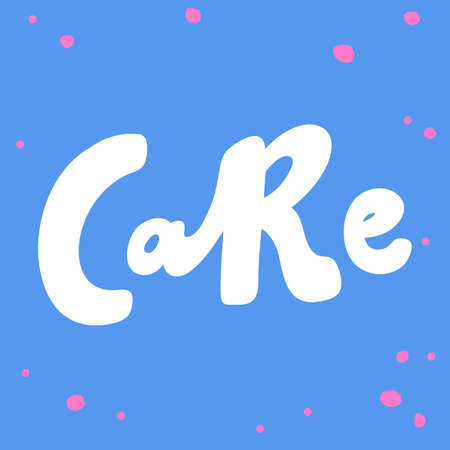 Care. Covid-19 Sticker for social media content. Vector hand drawn illustration design.のイラスト素材