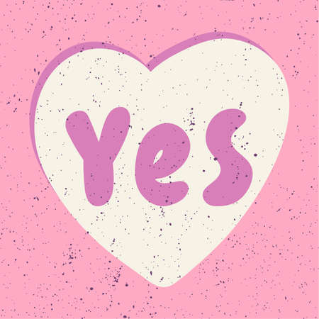 Yes. Sticker for social media content. Vector hand drawn illustration design.のイラスト素材