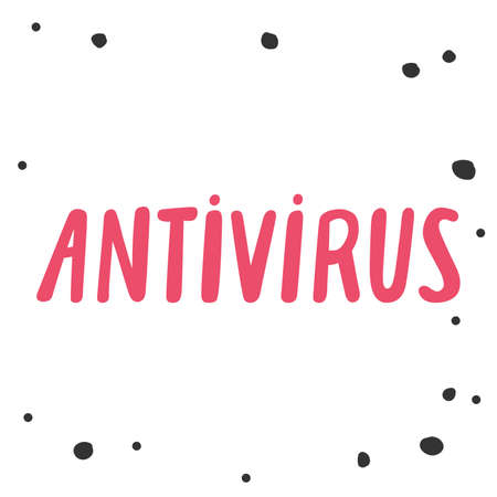 Antivirus. Covid-19. Sticker for social media content. Vector hand drawn illustration design.のイラスト素材