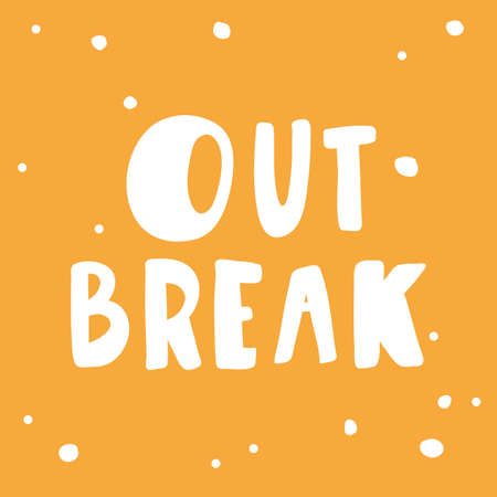 Outbreak. Covid-19. Sticker for social media content. Vector hand drawn illustration design.のイラスト素材