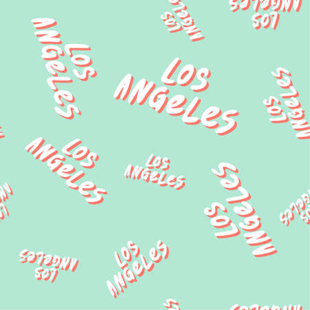Los Angeles. Retro pattern for print design. Cartoon vector illustration. Romantic seamless texture...