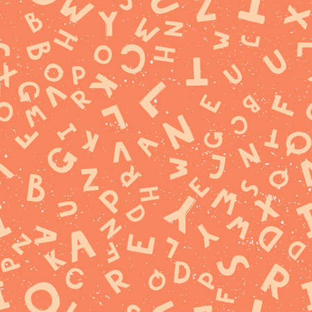 Vintage pattern with letters seamless for decoration design. Modern abstract vector background. Handwritten brush lettering. Hand drawn style.のイラスト素材