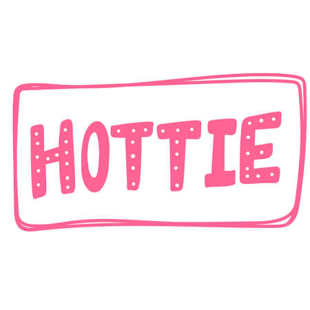 Hottie. Cartoon illustration Fashion phrase. Cute Trendy Style design font.のイラスト素材