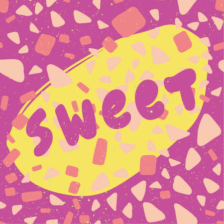 Sweet. Cartoon illustration Fashion phrase. Cute Trendy Style design font. Vintage vector hand drawn illustration. Vector  icon.のイラスト素材
