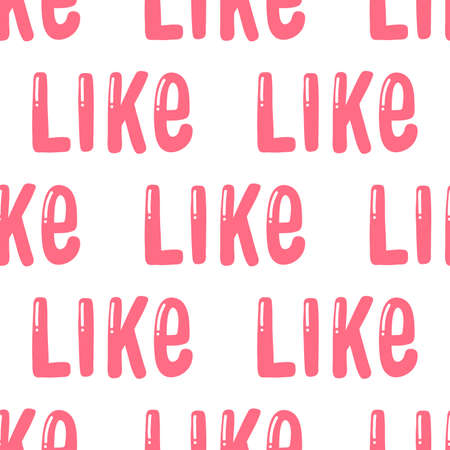 Like. Vector seamless pattern with calligraphy hand drawn text. Good for wrapping paper, wedding card, birthday invitation, pattern fill, wallpaperのイラスト素材
