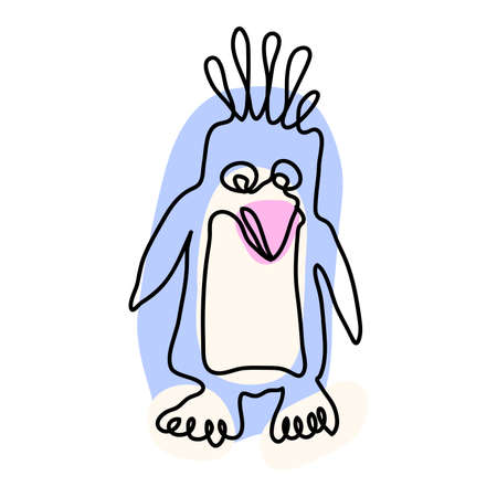 One-line silhouette design of penguin. Hand drawn minimalistic style vector illustrationのイラスト素材