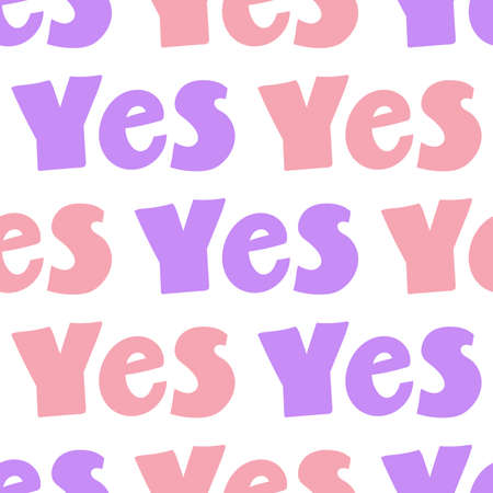 Yes. Trendy lettering with pop art seamless text. Seamless texture. Vintage background poster. Geometric art seamless pattern. Fashion graphic printのイラスト素材