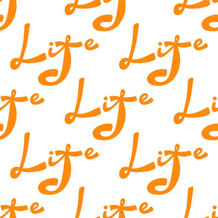 Life. Trendy lettering with pop art seamless text. Seamless texture. Vintage background poster. Geometric art seamless pattern. Fashion graphic printのイラスト素材