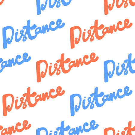 Distance. Trendy lettering with pop art seamless text. Seamless texture. Vintage background poster. Geometric art seamless pattern. Fashion graphic printのイラスト素材