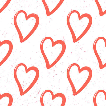 Red heart like seamless in modern style on white background. Like icon. Cute seamless background....