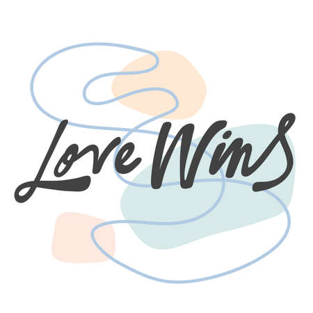 Love wins. Message, quote, sign, Lettering, Handwritten, vector for greetingのイラスト素材