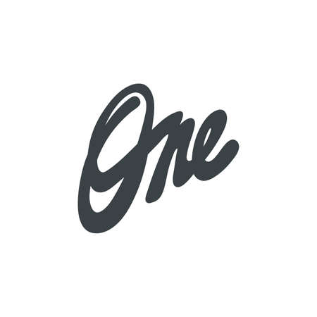 One. Vector hand drawn calligraphic design poster. Good for wall art, t shirt print design, web banner, video cover and otherのイラスト素材