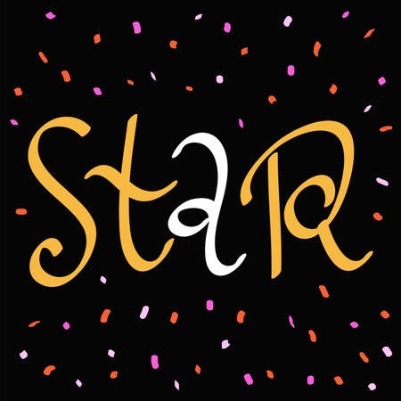 Star. Sticker quote for decoration design. Graphic element vector background illustration text. Quote box icon. Fashion print.のイラスト素材