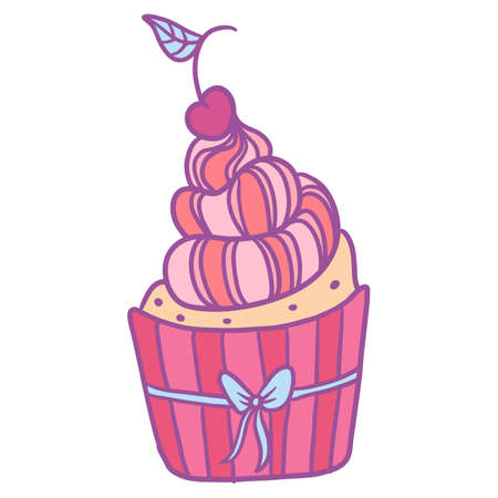 Cupcake vector illustration isolated on white background, cupcake clip artのイラスト素材