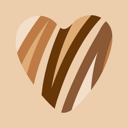 Human skin colors heart. Hand drawn bubble heart with brown and white skin colors stripes.のイラスト素材