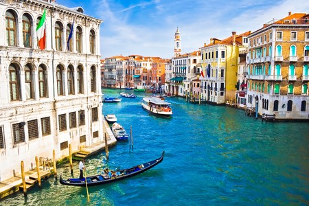 Beautiful water street - Grand Canal in Venice, Italyの写真素材