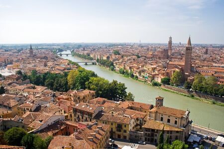 Verona panoramic view from the high hill, Italy