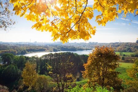 View from the hill in Kolomenskoye park, Moscowの写真素材