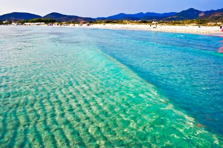 Green and Blue Tyrrhenian Sea near la Cinta beach, Sardinia, Italyの写真素材
