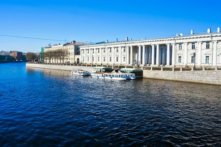 View of a canal in Saint Petersburg, Russia, springの写真素材