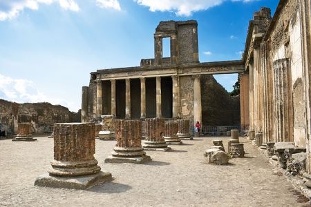 Roman ruins after the eruption of Vesuvius in Pompeii, Italyの写真素材
