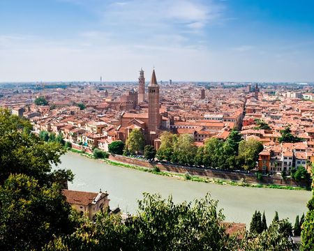 Verona panoramic view from the high hill, Italyの写真素材