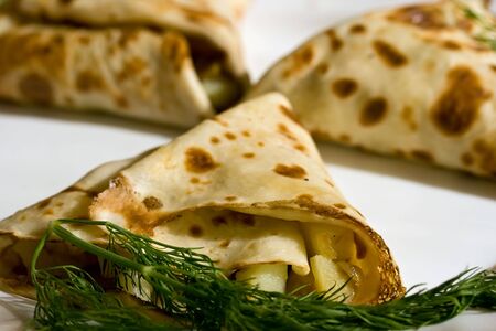 Pancakes with ham and cheese