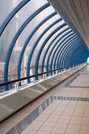 Conceptual business office bridge and skyscrapers through the windowsの写真素材