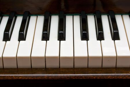Closeup view of a piano keyboard
