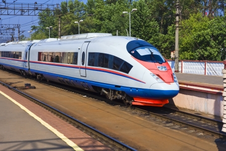 Beautiful photo of high speed modern commuter trainのeditorial素材