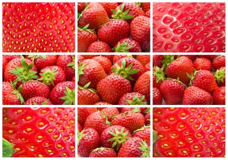 Collection of sweet strawberries making nice backgroundの写真素材