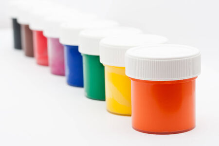 Set of artistic paints on white backgroundの写真素材