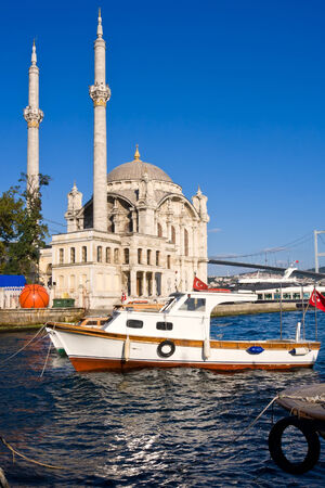 Ortakoy Mosque on bank of Bosphorus, Istanbul, Turkeyの写真素材