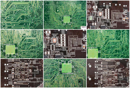 Close-up photo of electronic circuit board with integrated microchips