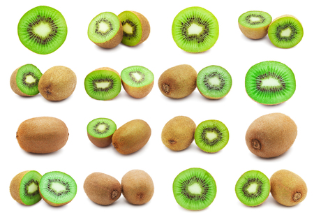 Fresh juicy kiwi isolated on white backgroundの写真素材