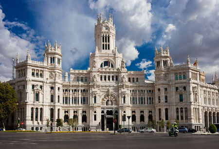 Central Post Office - Palacio de Comunicaciones at Cybele's Square, Madrid, Spain.の写真素材